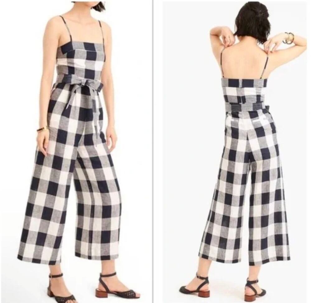 J. Crew Gingham Sleeveless Jumpsuit Size 2